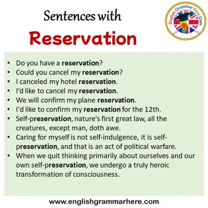 Has reservation in a sentence?