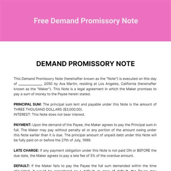 On demand promissory note?