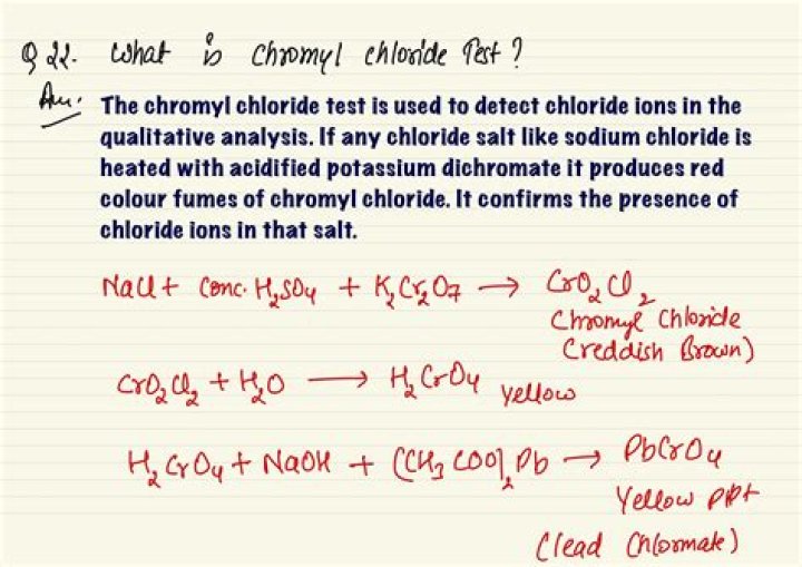 What is chromyl chloride test give equations?