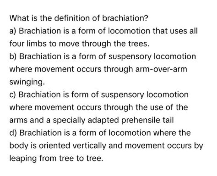 What is the definition of brachiation?