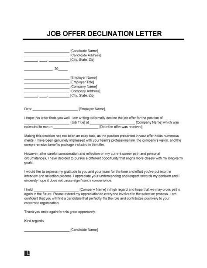 When decline your offer?