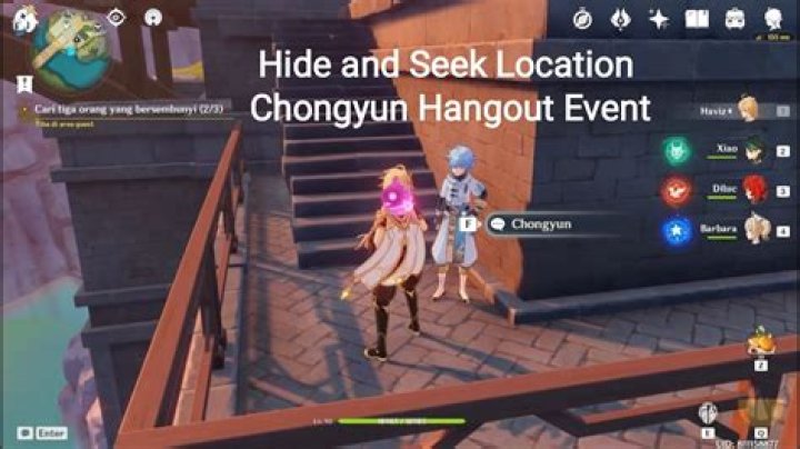 Where is chongyun in hide and seek?