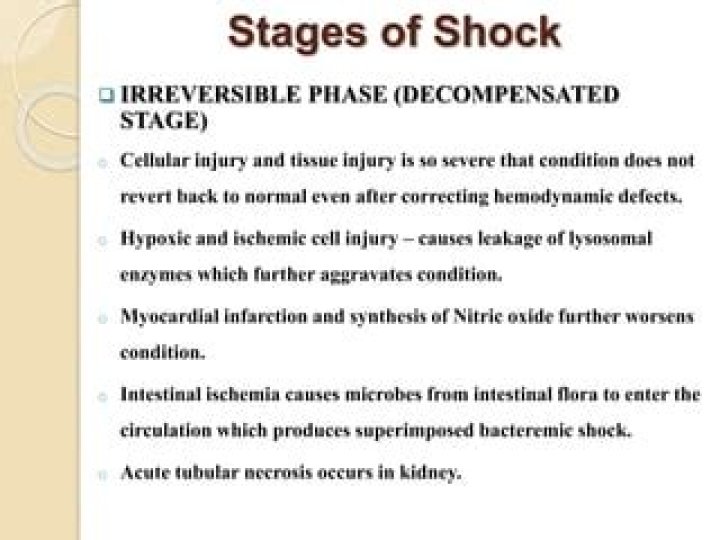 Which stage of shock is irreversible and unmanageable?
