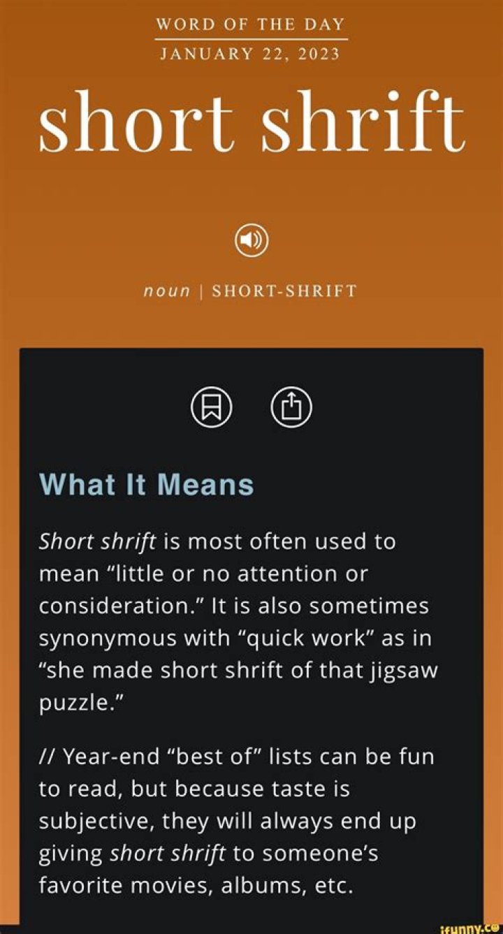 Why does short shrift mean?